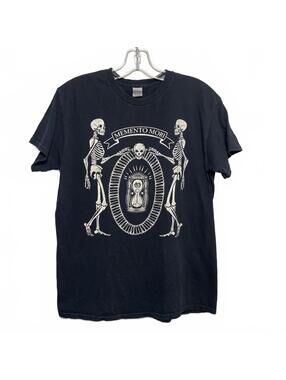 Black Memento Mori Death Skeleton Cotton Tee Men's Medium
